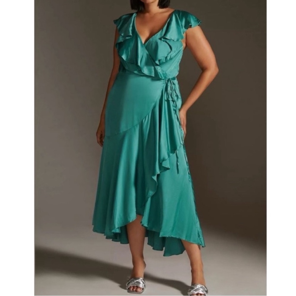 Anthropologie Emerald High Low Dress